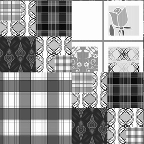black and white patchwork pattern rustic trendy boho