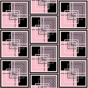 Pink and gray geometric patchwork style pattern 