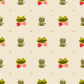 Happy frog with bow tie /olive green