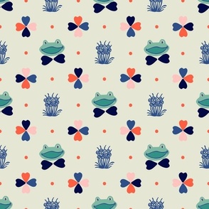 Happy frog with bow tie /navy mint