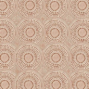 Gouache Geometric Circular Polka Dots Horizontal Design in Rust and Beige