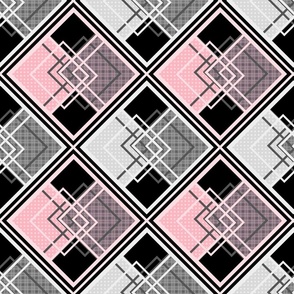 pink and gray geometric patchwork pattern 