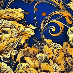 XL gold poppies and blue background (2)