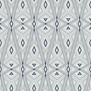 Tribal diamond geometric in stormy blue. Jumbo scale  