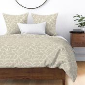 Tranquil - big textured and modern block print leaves - sand tan and cream - large