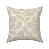 Tranquil - big textured and modern block print leaves - sand tan and cream - large