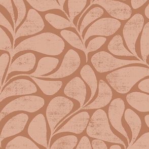 Tranquil - big textured and modern block print leaves - sienna - large