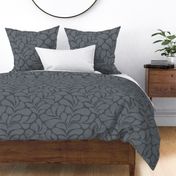 Tranquil - big textured and modern block print leaves - dark blue navy - large