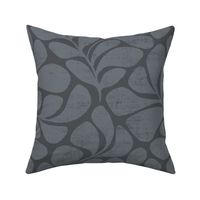 Tranquil - big textured and modern block print leaves - dark blue navy - large