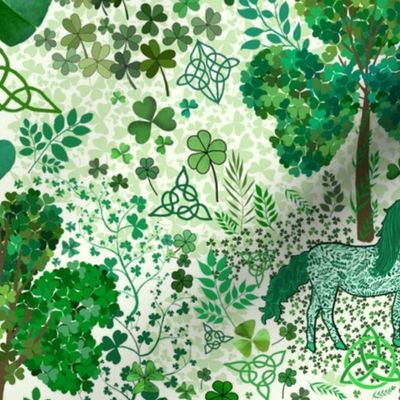 Irish Unicorns in the Celtic Woods (Light Green) 