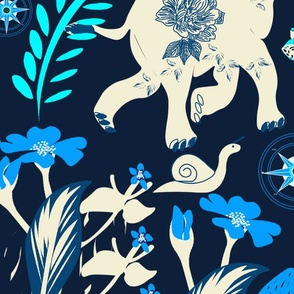 Adventure in Jumbo Forest Wallpaper Navy