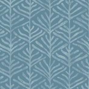 Minimal Coral Sea illustration in dark blue for home decor