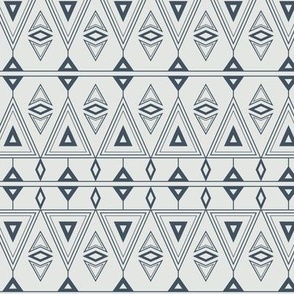 Modern tribal triangles in stormy blue. Small scale  