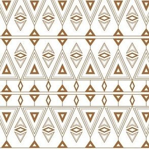 Modern tribal triangles in cedar brown and white. Small scale  