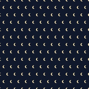 Celestial Crescent Moon - Butter Yellow and Midnight Blue - Small Scale - Magical Witchy Halloween Pattern