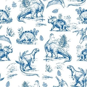8" Dinosaur Land Sketch  White and Blue