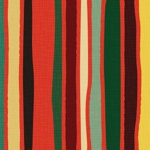 Organic Stripes-Multicolored Textured Stripes-Vintage Cuba Palette