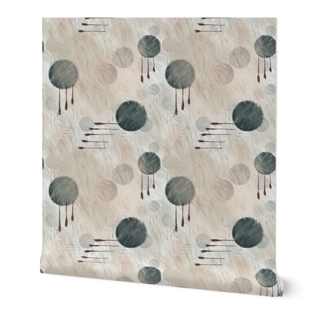 24” repeat large Earthy minimalist painterly abstract with fauxtexture in pale rose, whites, grey, brown and cyan