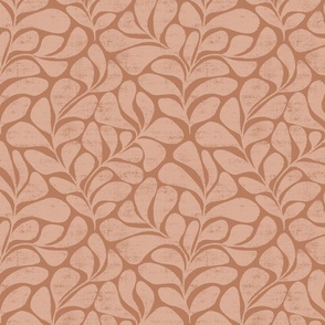 Tranquil - big textured and modern block print leaves - sienna - medium