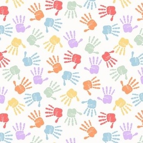 colorful child handprints