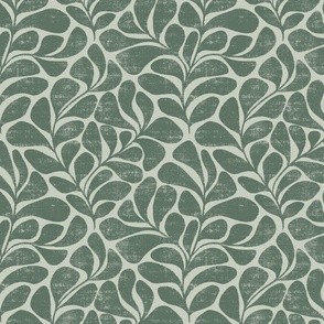 Tranquil - big textured and modern block print leaves - sage green - medium