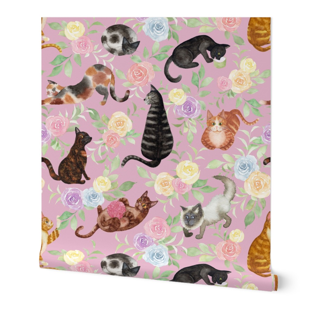 Whiskers and Blooms in Blush Pink - Whisker and Blooms Collection - Angelina Maria Designs