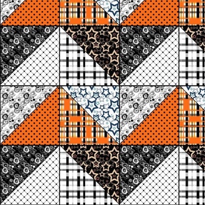  Fashionable patchwork style pattern in black orange tones 