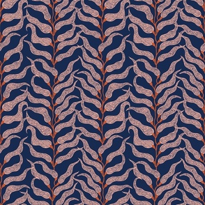 [Small] Kelp Forest // Salmon Pink & Navy Blue