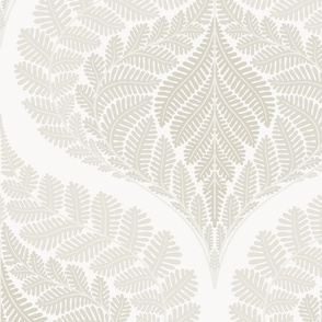 forest fern damask in tonal warm neutral grey jumbo wallpaper scale 24 by Pippa Shaw