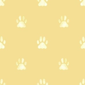 Watercolor Paw Prints in Buttermilk Yellow - Whiskers and Blooms Collection - Angelina Maria Designs