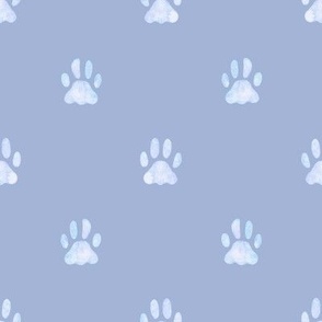Watercolor Paw Prints in Cerulean Frost - Whiskers and Blooms Collection - Angelina Maria Designs