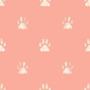 Watercolor Paw Prints in Peach - Whiskers and Blooms Collection - Angelina Maria Designs