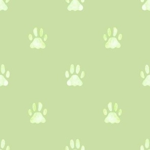 Watercolor Paw Prints in Spring Green - Whiskers and Blooms Collection - Angelina Maria Designs