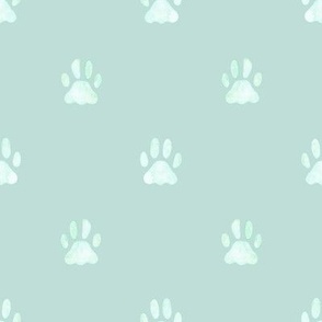 Watercolor Paw Prints in Sweet Mint - Whiskers and Blooms Collection - Angelina Maria Designs