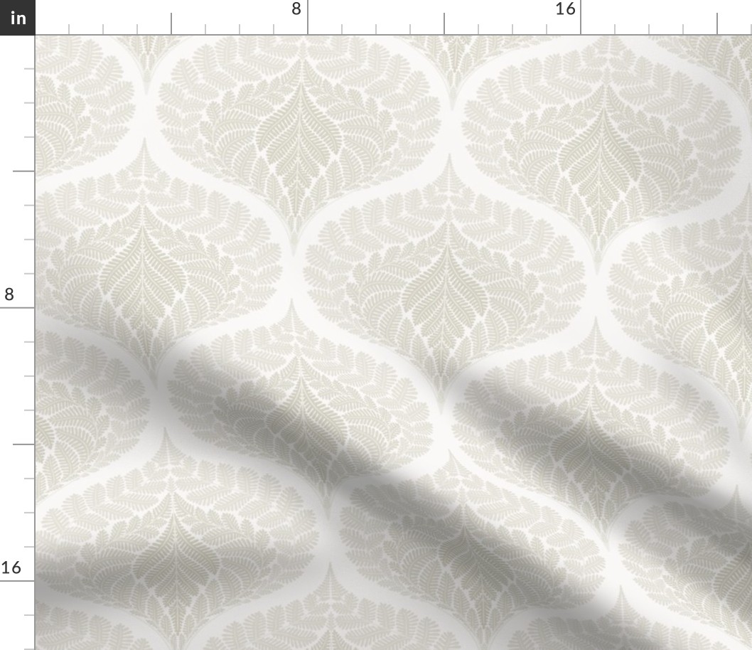 forest fern damask in tonal warm neutral grey medium large wallpaper scale 8 by Pippa Shaw