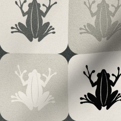 (M) Frog Checker / Textured /  Beige Black / Cheater Quilt / medium  scale