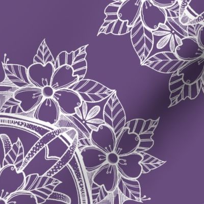 Lovely Delicate Flower Leaf Design White And Purple