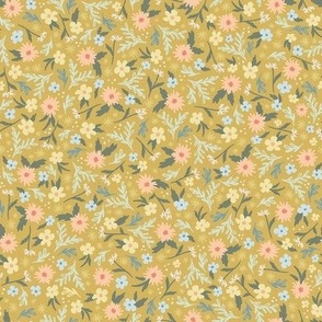 Springtime Floral Ditsy - Ochre, Small Scale