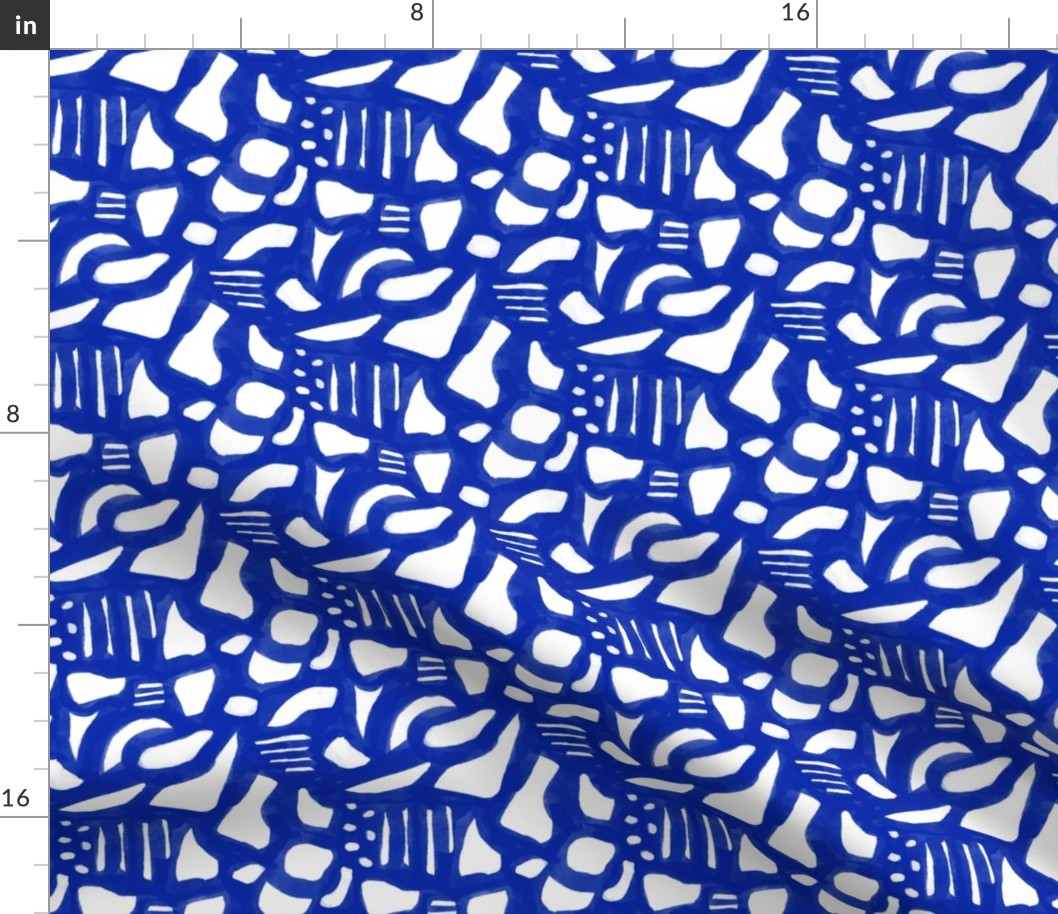 Paper Scraps Geometric Abstract Pattern Classic Blue - Medium Scale