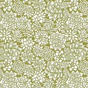 Block Print Succulents-Green-Small