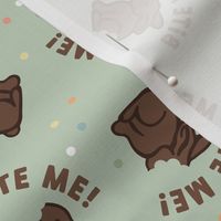 Bite Me, Chocolate Bunny - Sage Green , Medium Scale
