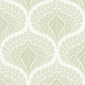 forest fern damask in tonal neutral celadon green large wallpaper scale 12 by Pippa Shaw