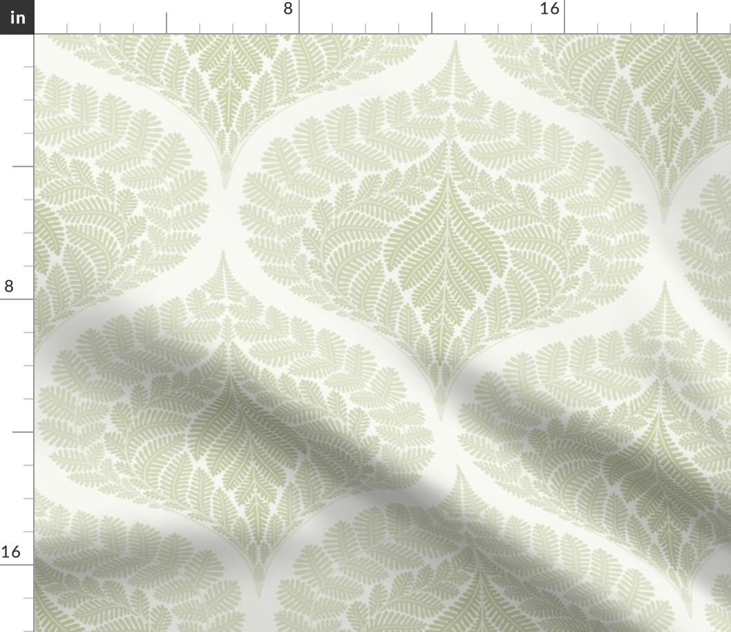 forest fern damask in tonal neutral celadon green large wallpaper scale 12 by Pippa Shaw