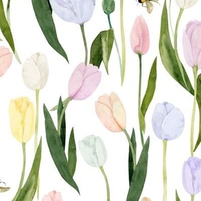 Large / Watercolor Tulips Spring