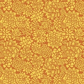 Block Print Succulents-Gold-Small