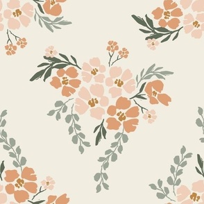 Retro  Boho Floral (Pink) (Large Scale) (10.5"/12")