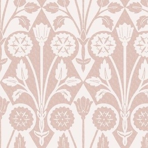 1910 Vintage Floral Harlequin Counterchange in Textured Light Regency Pink - Coordinate