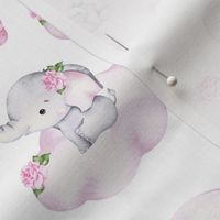 Pink Elephants Clouds Girl Nursery