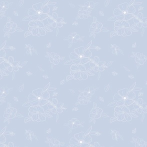 Floral Line Drawing-Light Blue//Large//11"