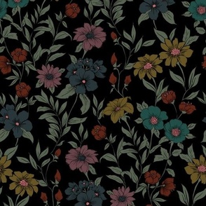 Sylvia Vintage Botanical Dark Moody Black Medium